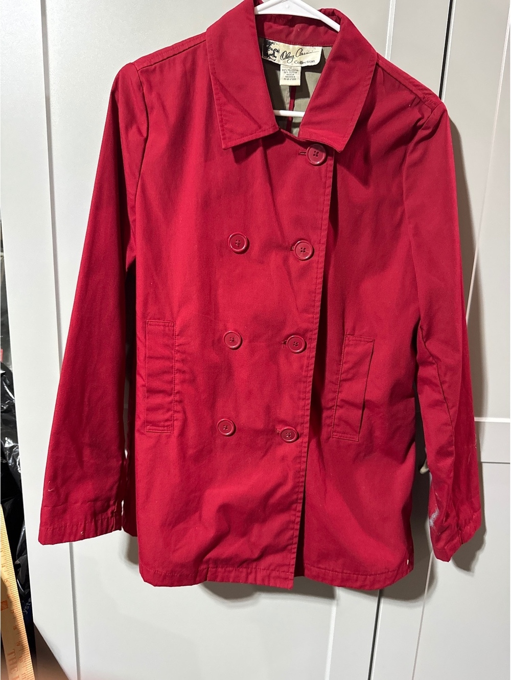 Oleg Cassini Collection Red Double Breasted Trench Coat